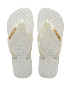 Women's Top Logo Metallic Flip Flops