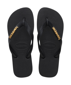 Women's Top Logo Metallic Flip Flops